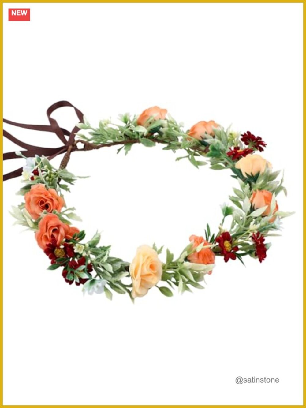 Boho Floral Headband Adjustable Ribbon Tie Women's Hair Accessory